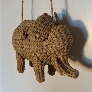 Woven Rattan Elephant Crossbody Bag